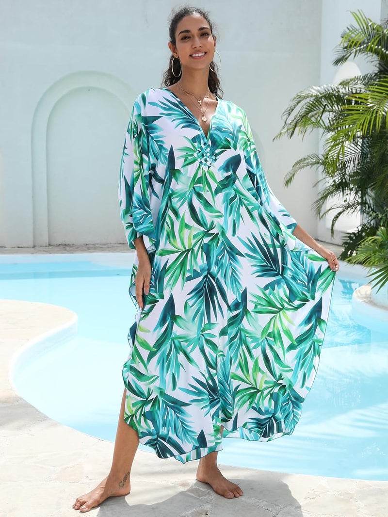 KEYLORTING Women's Plus Size Kaftan Dress – Plus Size Maxi Dress Moo Moos Beach Cover Up,Bathing Suit Cover-Up Loungewear - Image 2